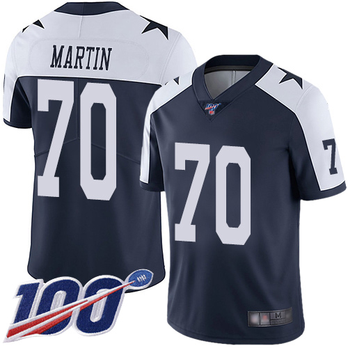 Men Dallas Cowboys Limited Navy Blue Zack Martin Alternate 70 100th Season Vapor Untouchable Throwback NFL Jersey